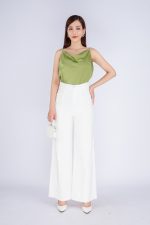 Straight silk two-piece shirt with scoop neck styling