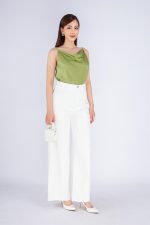 Straight silk two-piece shirt with scoop neck styling