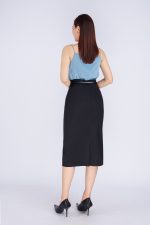 Straight silk two-piece shirt with scoop neck styling