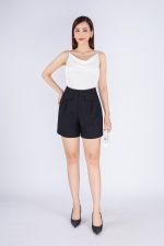 Straight silk two-piece shirt with scoop neck styling